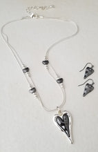 Set Necklace & Earring Set with Black inlay heart